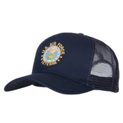 US Air Force Veteran Circle Embroidered Solid Cotton Mesh Pro Cap