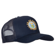 US Air Force Veteran Circle Embroidered Solid Cotton Mesh Pro Cap