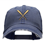 Crossed Bats Embroidered Low Profile Special Cotton Mesh Cap