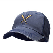 Crossed Bats Embroidered Low Profile Special Cotton Mesh Cap