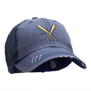 Crossed Bats Embroidered Low Profile Special Cotton Mesh Cap