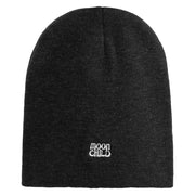 Moon Child Embroidered 8 inch Acrylic Short Blank Beanie - Black OSFM