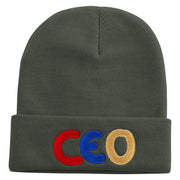 Ceo Embroidered 12 Inch Long Knitted Beanie - Dk-Grey OSFM