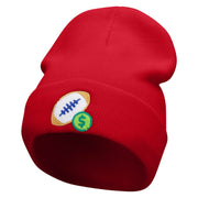 Football Bet Embroidered 12 Inch Long Knitted Beanie - Red OSFM