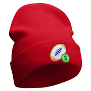 Football Bet Embroidered 12 Inch Long Knitted Beanie - Red OSFM