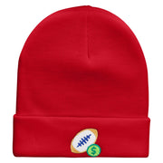 Football Bet Embroidered 12 Inch Long Knitted Beanie - Red OSFM