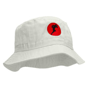 Running Rugby Logo Embroidered Pigment Dyed Bucket Hat - White OSFM