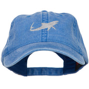 Shark Shape Embroidered Washed Cotton Cap