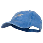 Shark Shape Embroidered Washed Cotton Cap