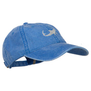 Shark Shape Embroidered Washed Cotton Cap