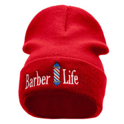 Barber Life Embroidered 12 Inch Long Knitted Beanie