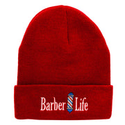 Barber Life Embroidered 12 Inch Long Knitted Beanie