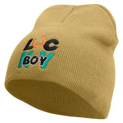 Lucky Boy Embroidered 8 inch Acrylic Short Blank Beanie - Khaki OSFM