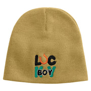 Lucky Boy Embroidered 8 inch Acrylic Short Blank Beanie - Khaki OSFM