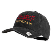 United States Marines Semper Fi Veteran Embroidered Washed Solid Pigment Dyed Cotton Twill Brass Buckle Cap - Black OSFM