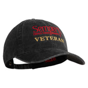 United States Marines Semper Fi Veteran Embroidered Washed Solid Pigment Dyed Cotton Twill Brass Buckle Cap - Black OSFM