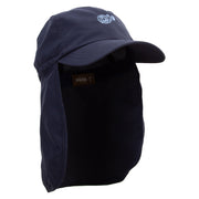 Puffer Fish Embroidered Flap Hats - Navy OSFM