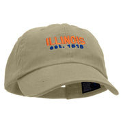 Illionois Year Established Low Profile Pet Spun Washed Cap - Khaki OSFM