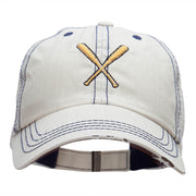 Crossed Bats Embroidered Low Profile Special Cotton Mesh Cap