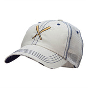 Crossed Bats Embroidered Low Profile Special Cotton Mesh Cap