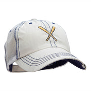 Crossed Bats Embroidered Low Profile Special Cotton Mesh Cap