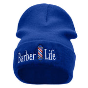 Barber Life Embroidered 12 Inch Long Knitted Beanie