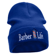 Barber Life Embroidered 12 Inch Long Knitted Beanie