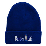 Barber Life Embroidered 12 Inch Long Knitted Beanie