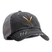 Crossed Bats Embroidered Low Profile Special Cotton Mesh Cap