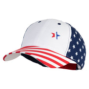 1-Inch Red, White and Blue Star Iron On Patched 6 Panel Structured Cotton Twill USA Flag Cap - White OSFM