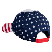 1-Inch Red, White and Blue Star Iron On Patched 6 Panel Structured Cotton Twill USA Flag Cap - White OSFM