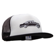 Cadillac Car Patched Flat Bill Foam Camo Mesh Trucker Cap