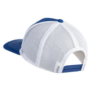 Old English White V Patched Cotton Deluxe Trucker Ball Cap - Royal White OSFM