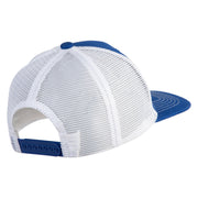 Old English White V Patched Cotton Deluxe Trucker Ball Cap - Royal White OSFM
