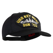 USS Key West Submarine SSN 722 Patched Solid Cotton Twill Pro Style Cap - Black OSFM