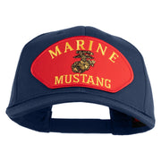 Marine Mustang Red Patched Solid Cotton Twill Pro Style Cap - Navy OSFM