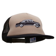 Cadillac Car Patched Flat Bill Foam Camo Mesh Trucker Cap