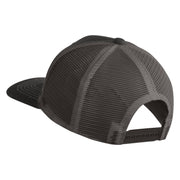 Old English White V Patched Cotton Deluxe Trucker Ball Cap - Black Grey OSFM