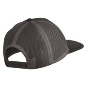 Old English White V Patched Cotton Deluxe Trucker Ball Cap - Black Grey OSFM