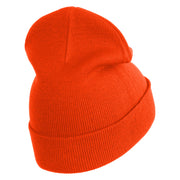 Small Patriotic Grey American Flag Iron on Embroidered Patched 12 Inch Long Knitted Beanie - Orange OSFM