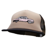 Cadillac Car Patched Flat Bill Foam Camo Mesh Trucker Cap