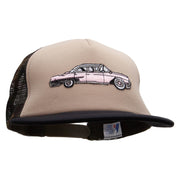 Cadillac Car Patched Flat Bill Foam Camo Mesh Trucker Cap