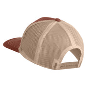 Old English White V Patched Cotton Deluxe Trucker Ball Cap - Brown Khaki OSFM