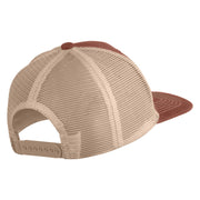 Old English White V Patched Cotton Deluxe Trucker Ball Cap - Brown Khaki OSFM