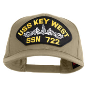 USS Key West Submarine SSN 722 Patched Solid Cotton Twill Pro Style Cap - Khaki OSFM