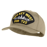 USS Key West Submarine SSN 722 Patched Solid Cotton Twill Pro Style Cap - Khaki OSFM