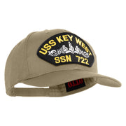USS Key West Submarine SSN 722 Patched Solid Cotton Twill Pro Style Cap - Khaki OSFM