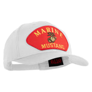 Marine Mustang Red Patched Solid Cotton Twill Pro Style Cap - White OSFM