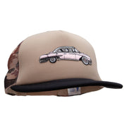 Cadillac Car Patched Flat Bill Foam Camo Mesh Trucker Cap