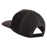 Old English White V Patched Cotton Deluxe Trucker Ball Cap - Charcoal Black OSFM